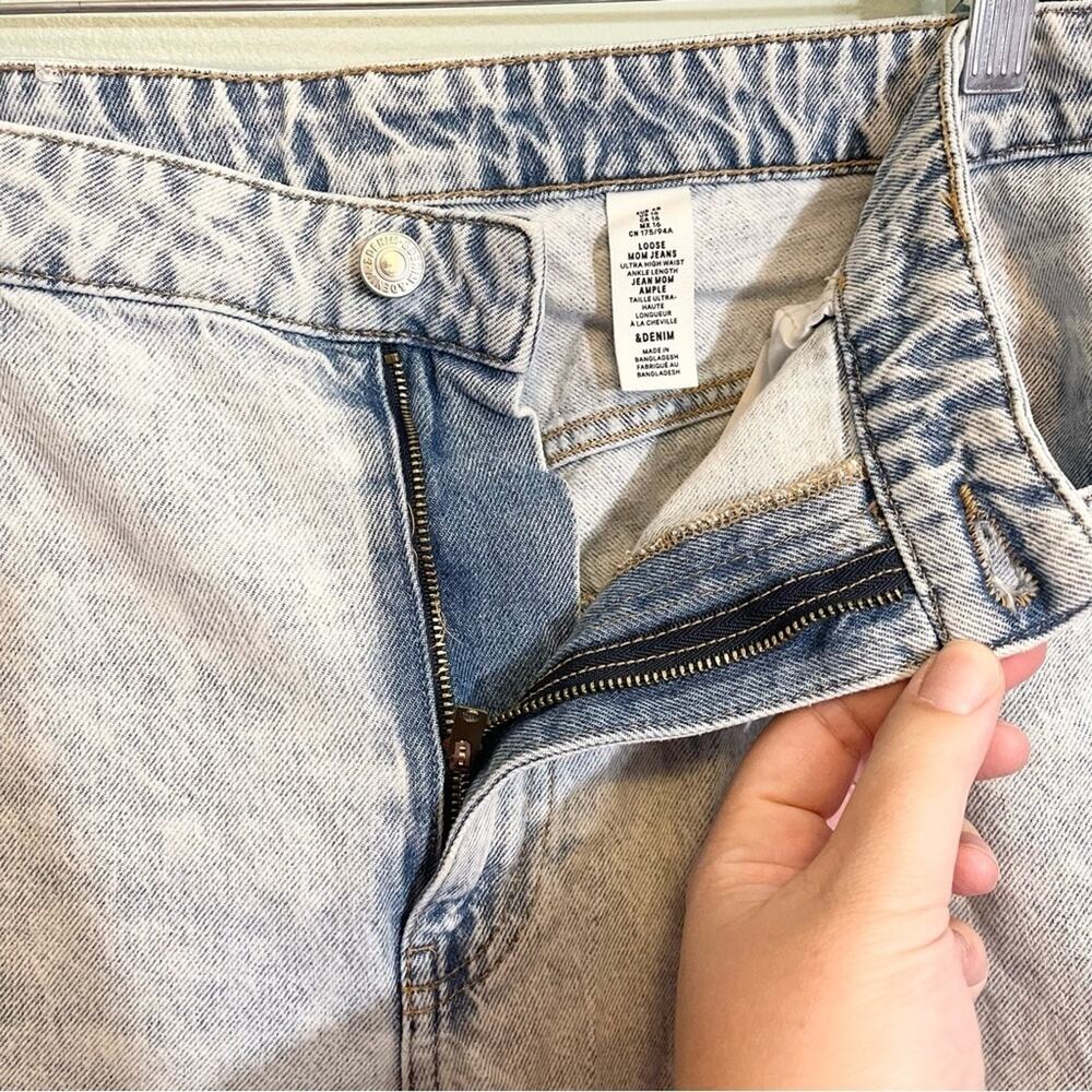 &Denim Womens Ultra‎ High Waist Ankle Length Loose Mom Jeans Blue Size 16 - Picture 8 of 16